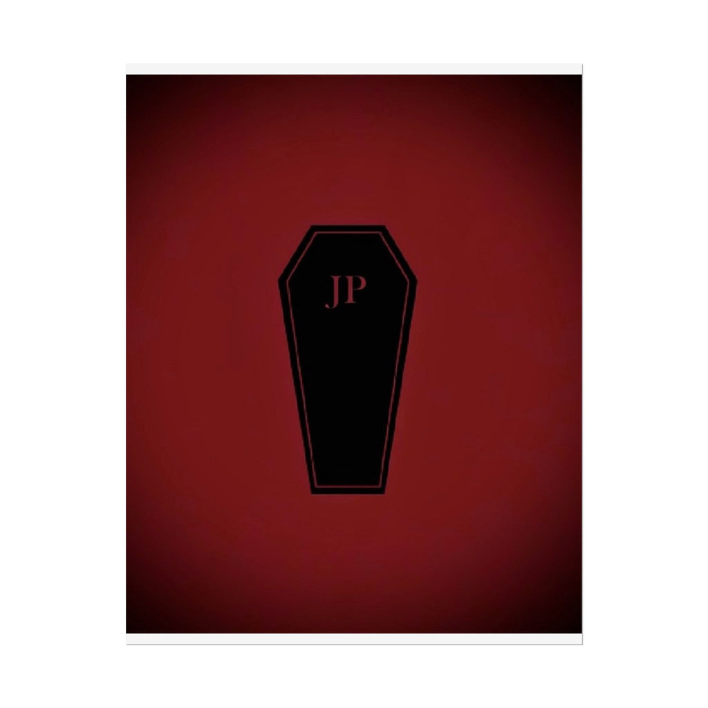 Gothic Coffin Poster – 'JP' Red Gradient Rolled Art Print