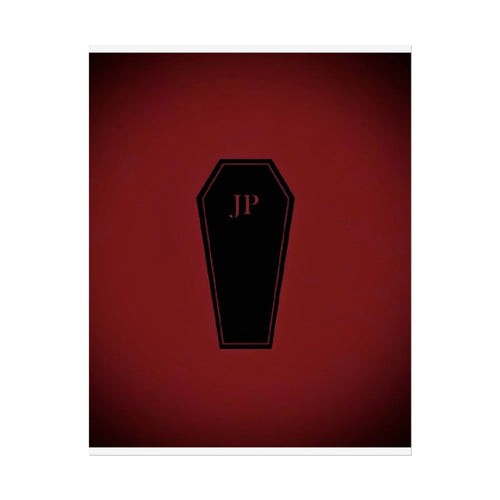 Gothic Coffin Poster – 'JP' Red Gradient Rolled Art Print