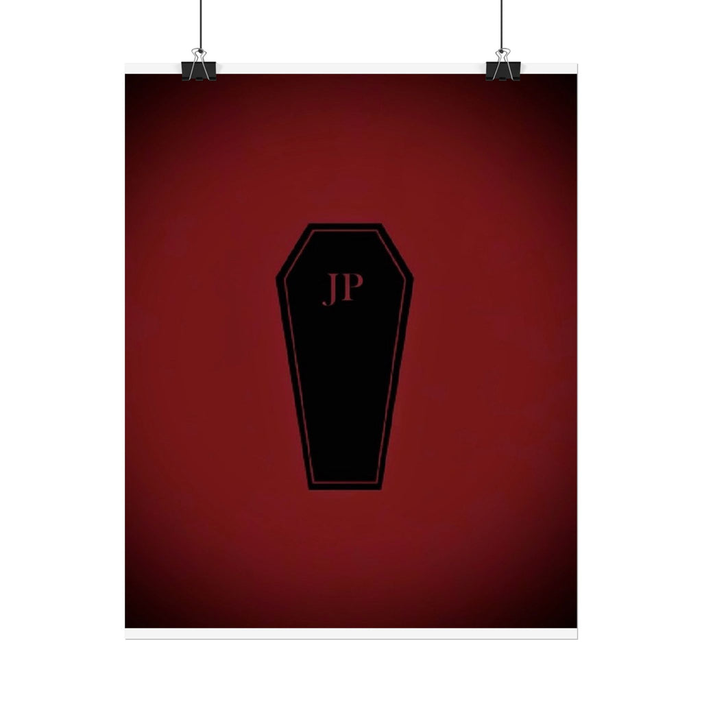 Gothic Coffin Poster – 'JP' Red Gradient Rolled Art Print