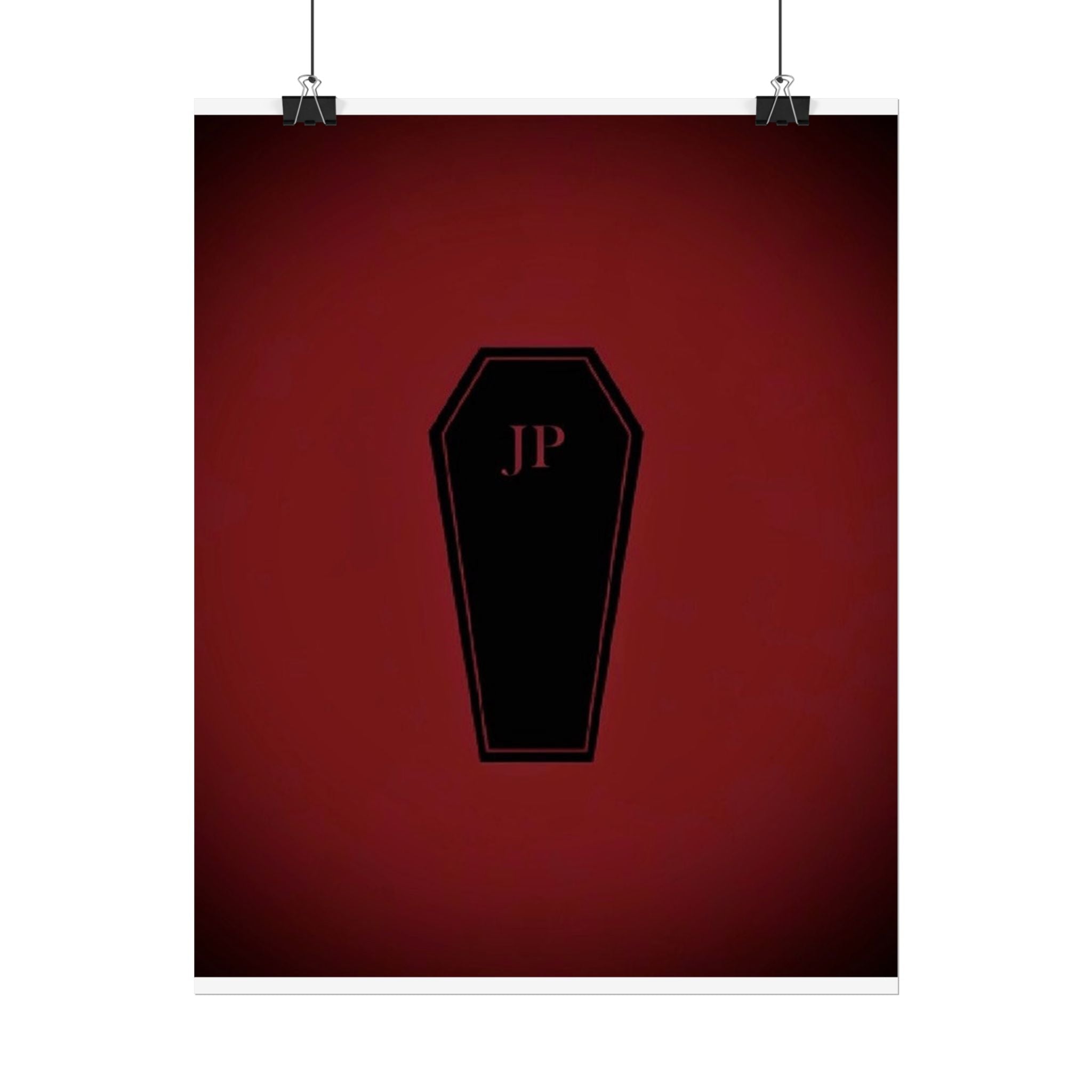 Gothic Coffin Poster – 'JP' Red Gradient Rolled Art Print