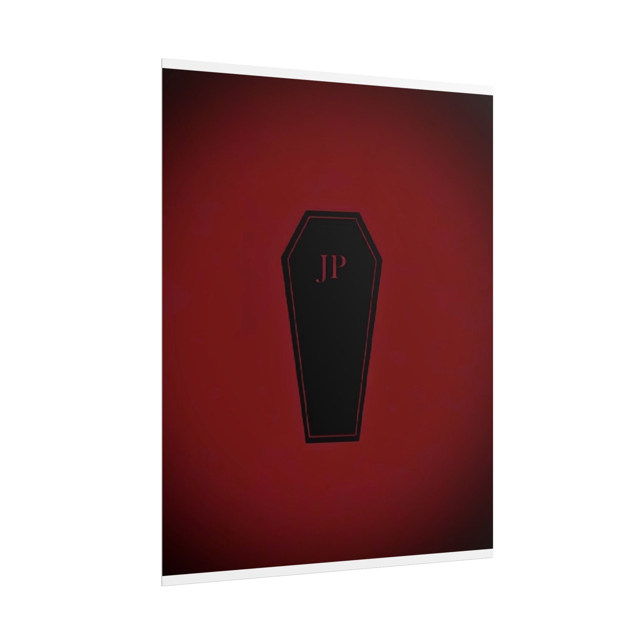 Gothic Coffin Poster – 'JP' Red Gradient Rolled Art Print