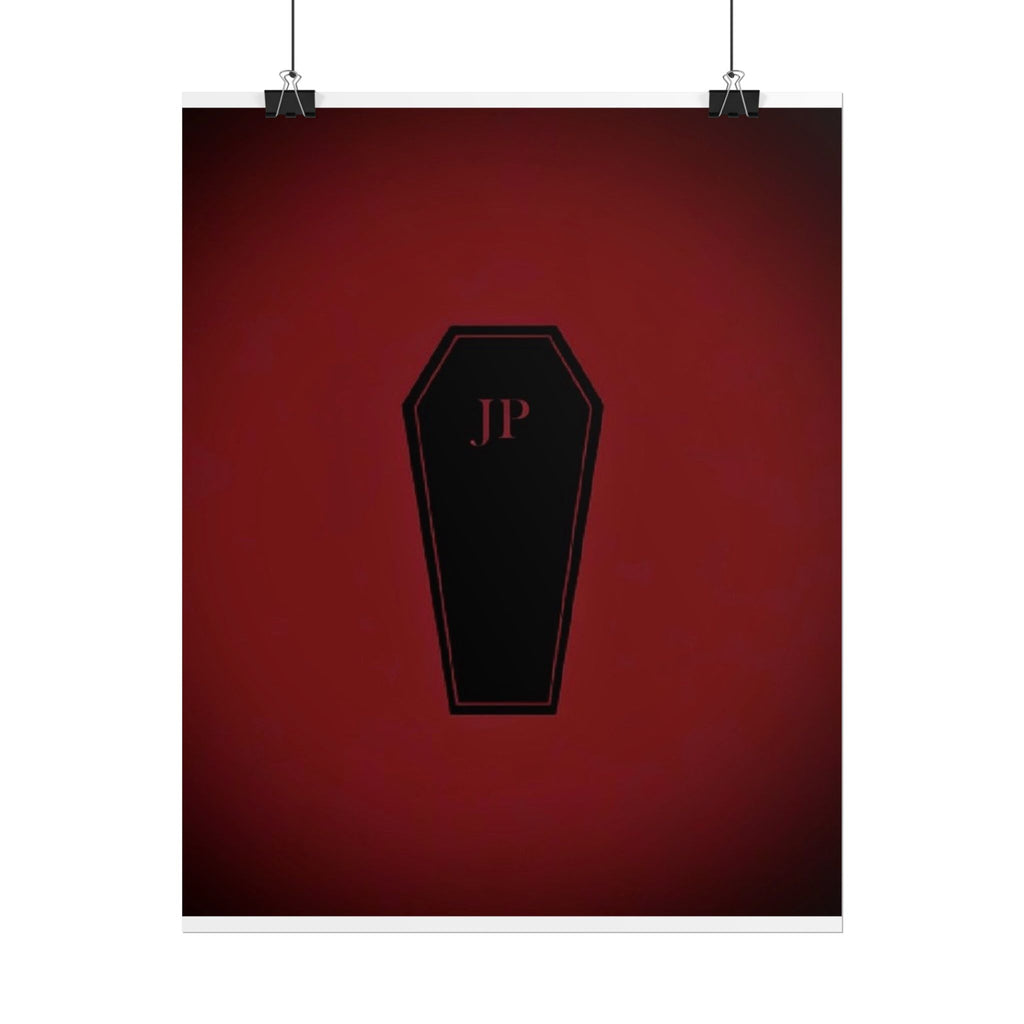Gothic Coffin Poster – 'JP' Red Gradient Rolled Art Print