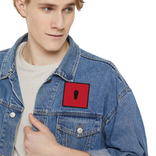 Coffin Icon Patch — Red Iron-On Square Patch