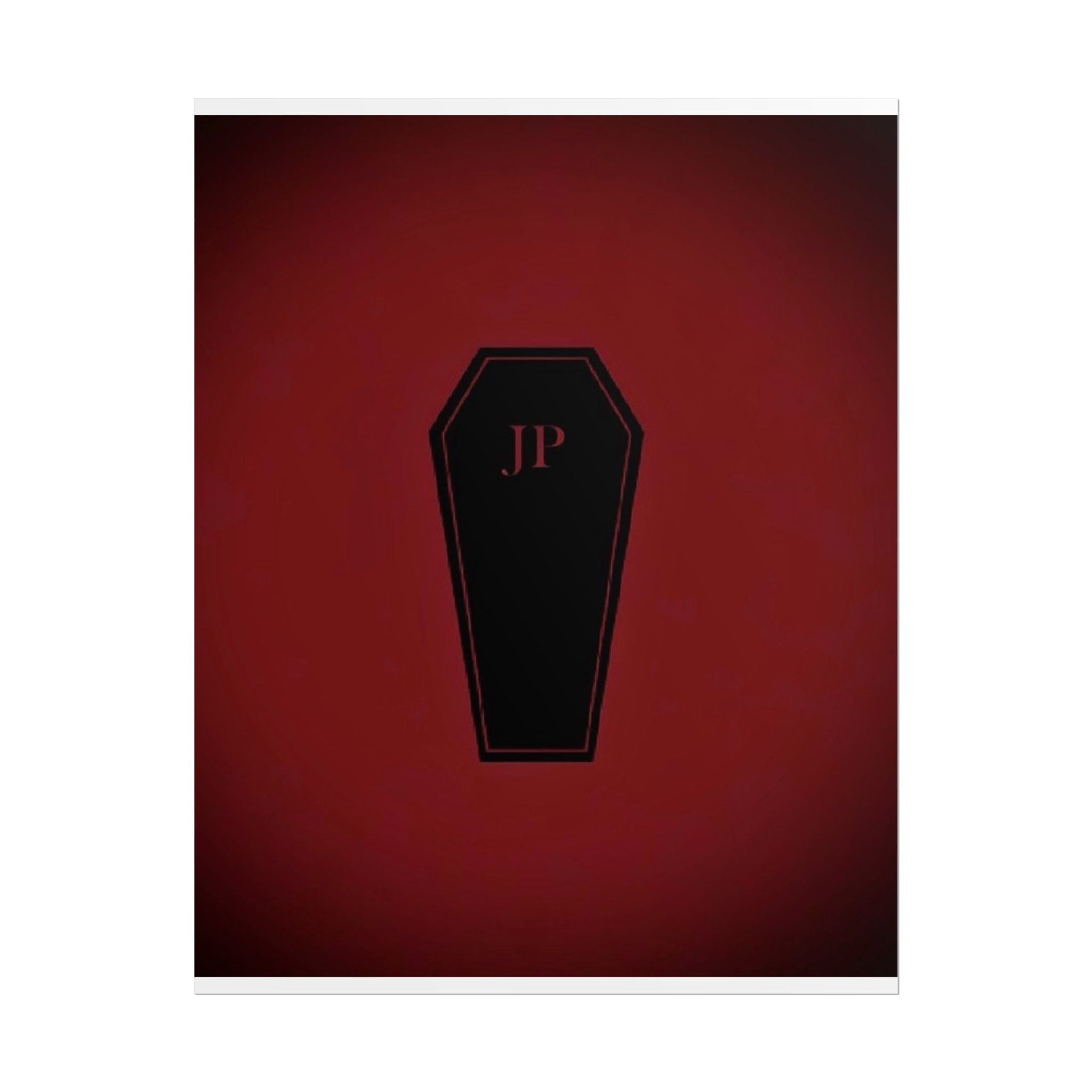 Gothic Coffin Poster – 'JP' Red Gradient Rolled Art Print