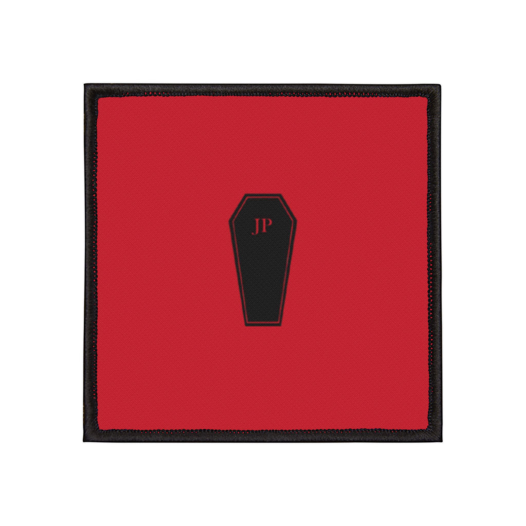 Coffin Icon Patch — Red Iron-On Square Patch