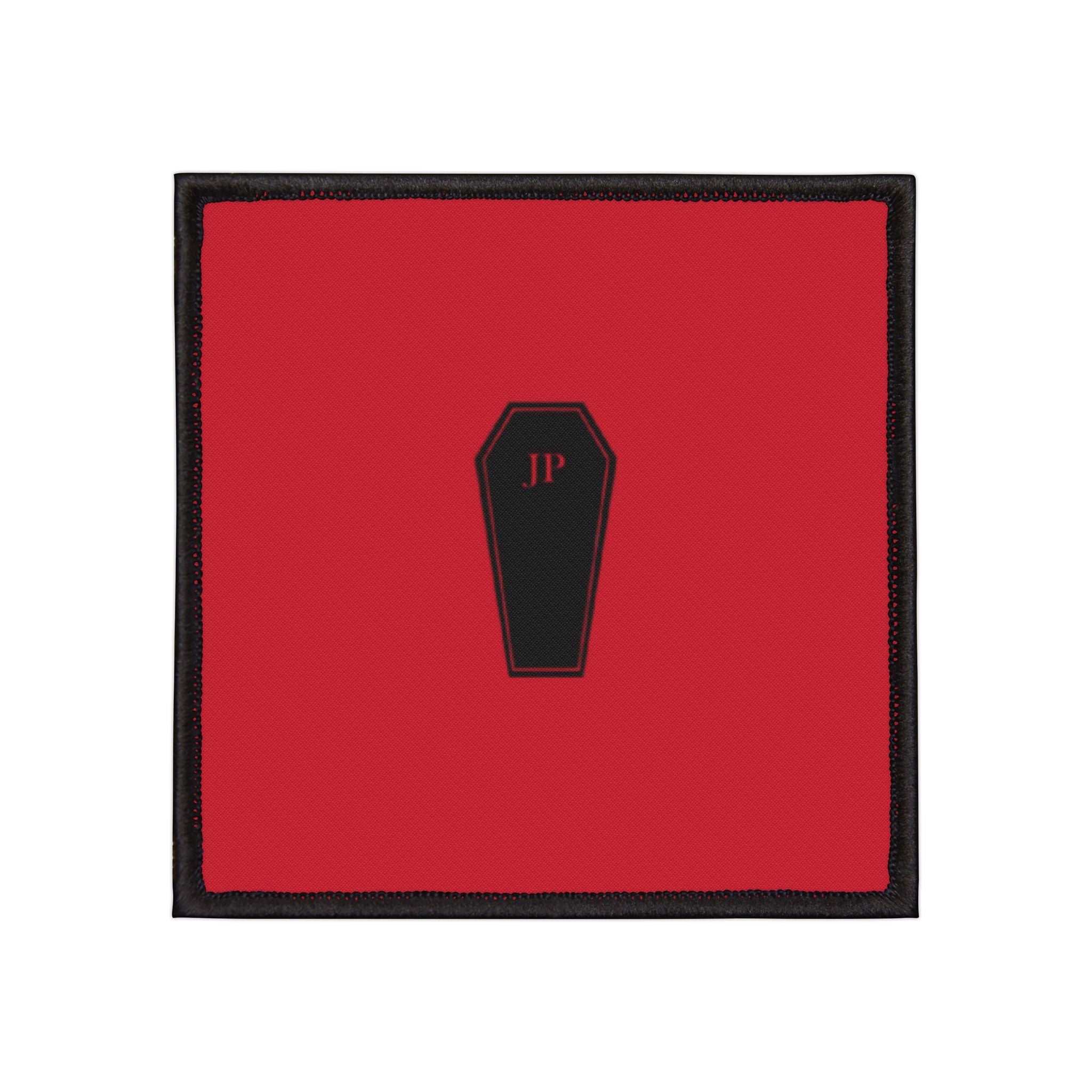 Coffin Icon Patch — Red Iron-On Square Patch