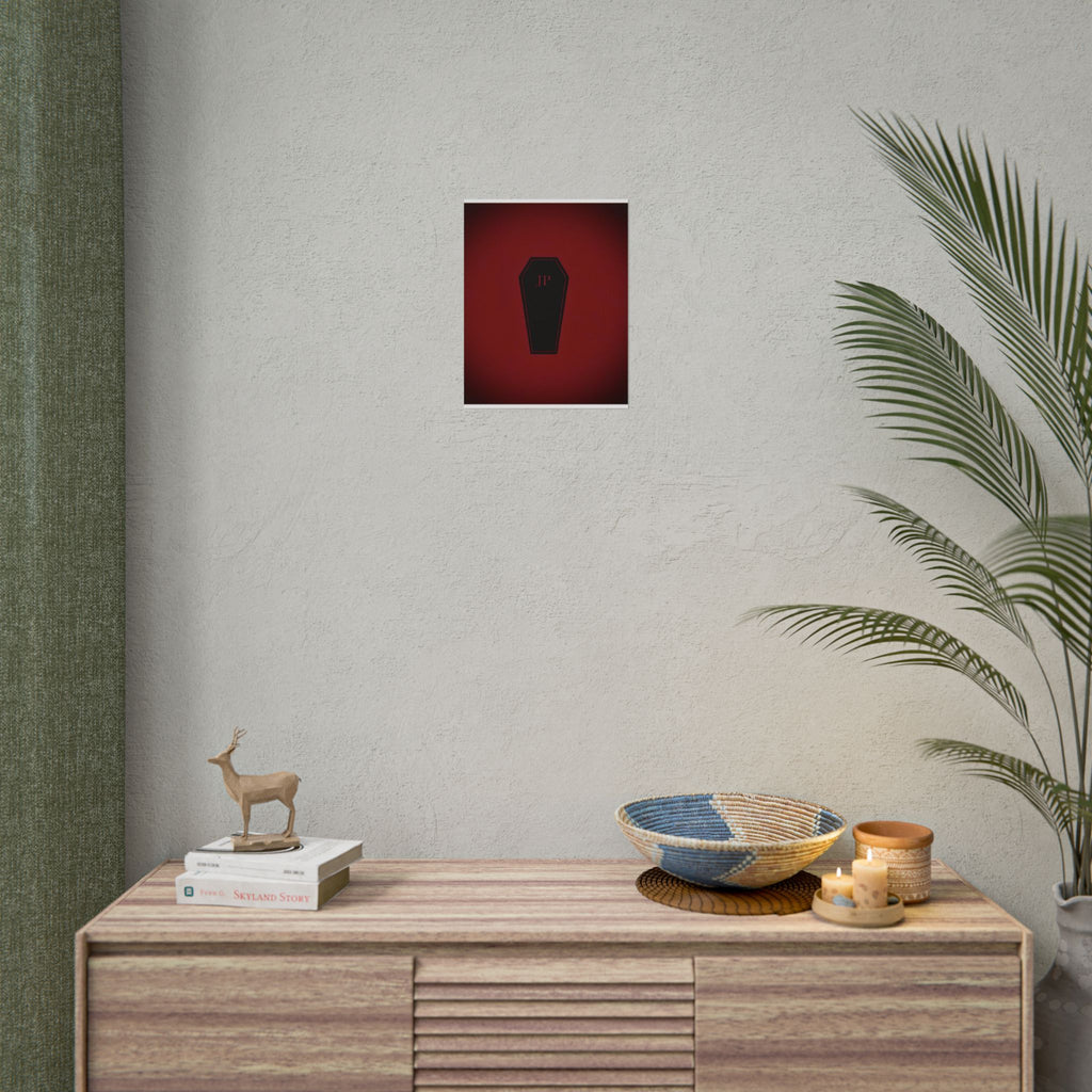 Gothic Coffin Poster – 'JP' Red Gradient Rolled Art Print