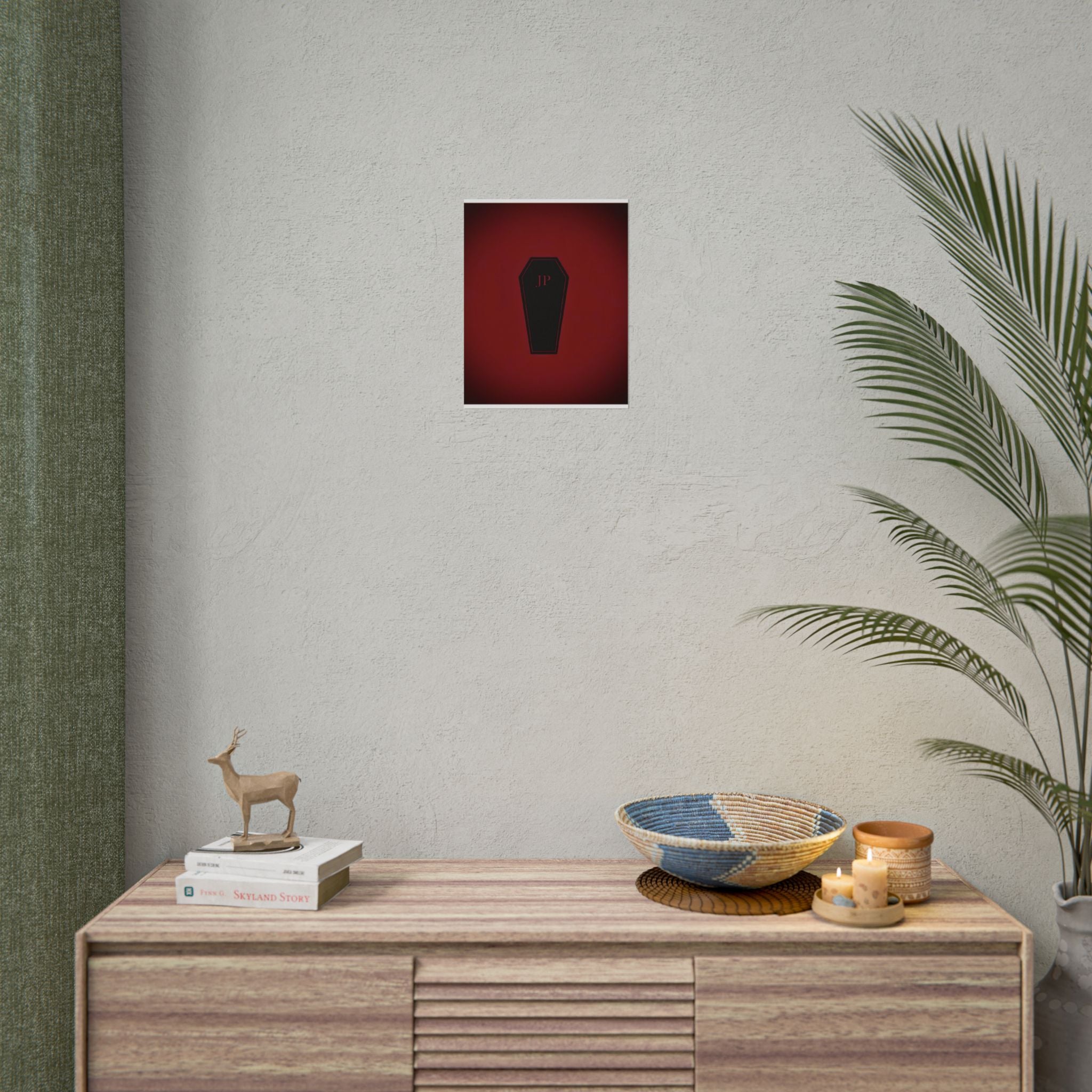 Gothic Coffin Poster – 'JP' Red Gradient Rolled Art Print