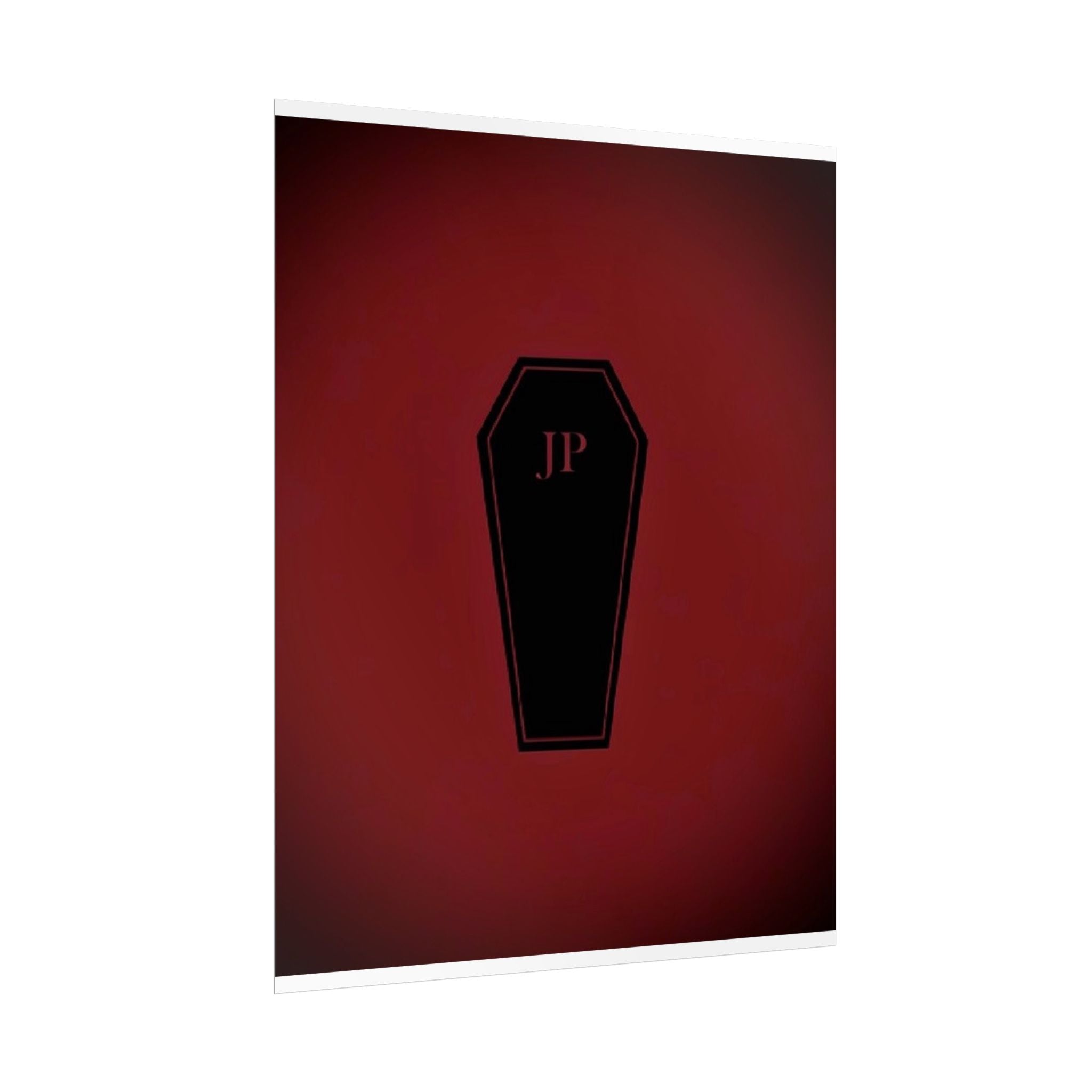 Gothic Coffin Poster – 'JP' Red Gradient Rolled Art Print